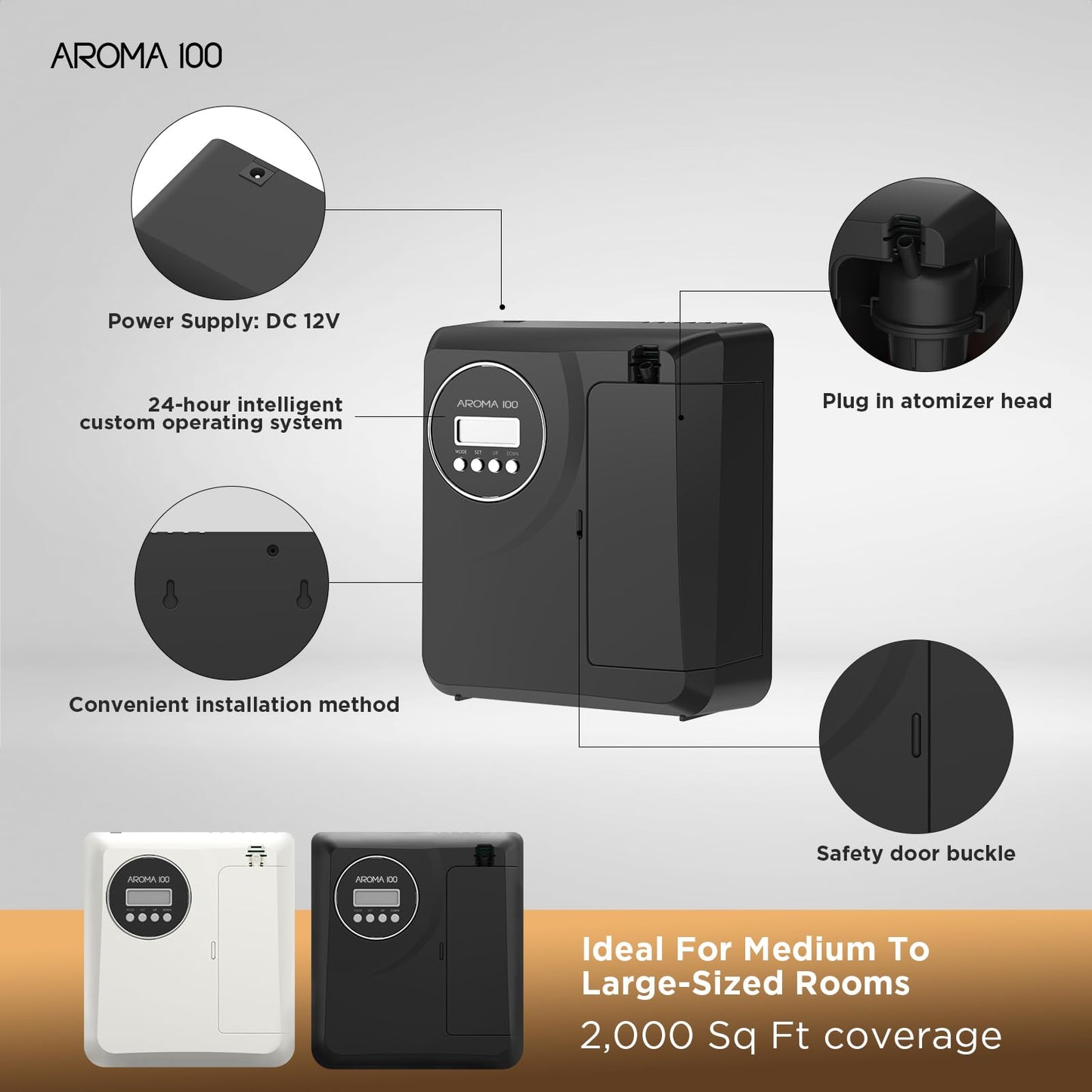 Waterless Diffuser for 2000 sq ft | App Control | Black
