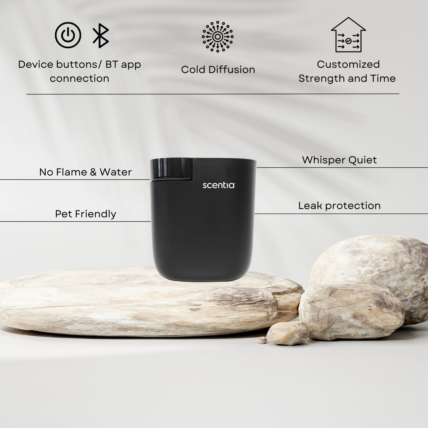 Smart Plug-in Diffuser with App Control – Waterless Cold Air, 500 Sq Ft (Black)