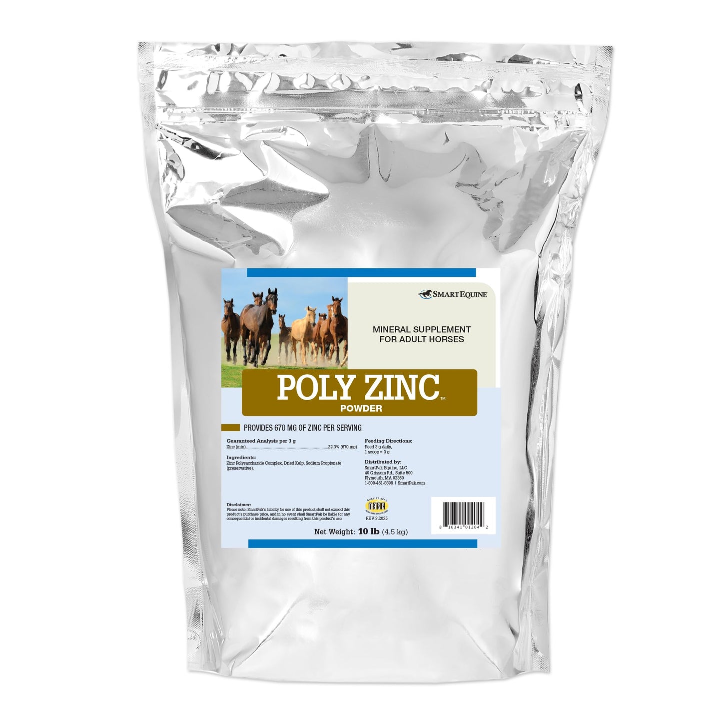 SmartEquine Poly Zinc Powder – Zinc Supplement for Horses | Hoof, Coat & Bone Health | 10 lb