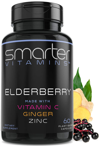 Smarter Elderberry Capsules with Vitamin C, Ginger & Zinc – 60 Vegan Pills