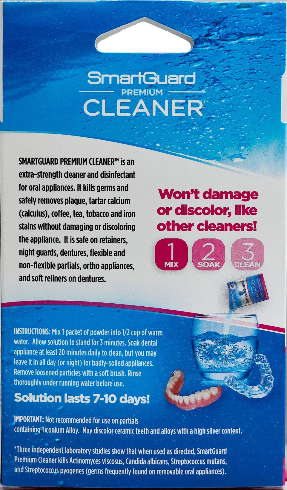 SmartGuard Premium Cleaner Crystals & Case – 110 Cleanings | Clear Braces & Retainers
