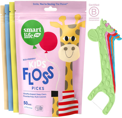 SmartLifeco Eco-Friendly Kids Flossers (200ct) – Straw Wheat, No Shred, Unflavored