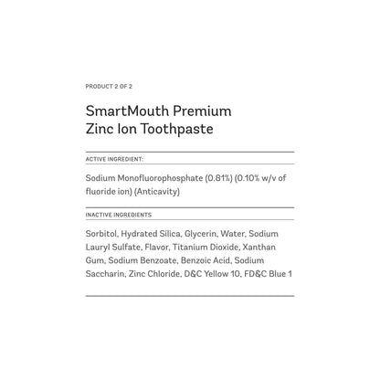 SmartMouth Original Activated Mouthwash Singles & Premium Zinc Ion Toothpaste