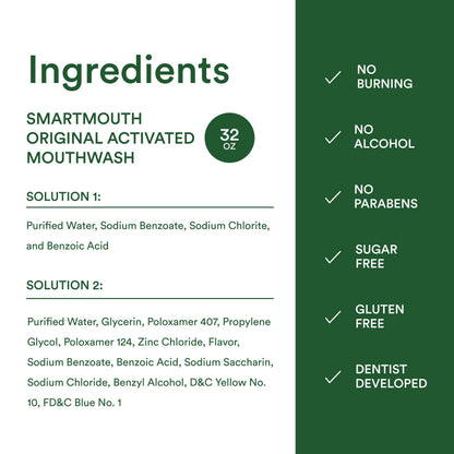 SmartMouth Original 2-Bottle Activated Mouthwash with Pumps – Bad Breath Support, 32 fl oz