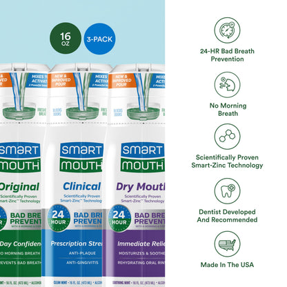 SmartMouth Activated Dry Mouth Rinse – Mint Mouthwash, 16 fl oz | Clinical DDS & Original Formula