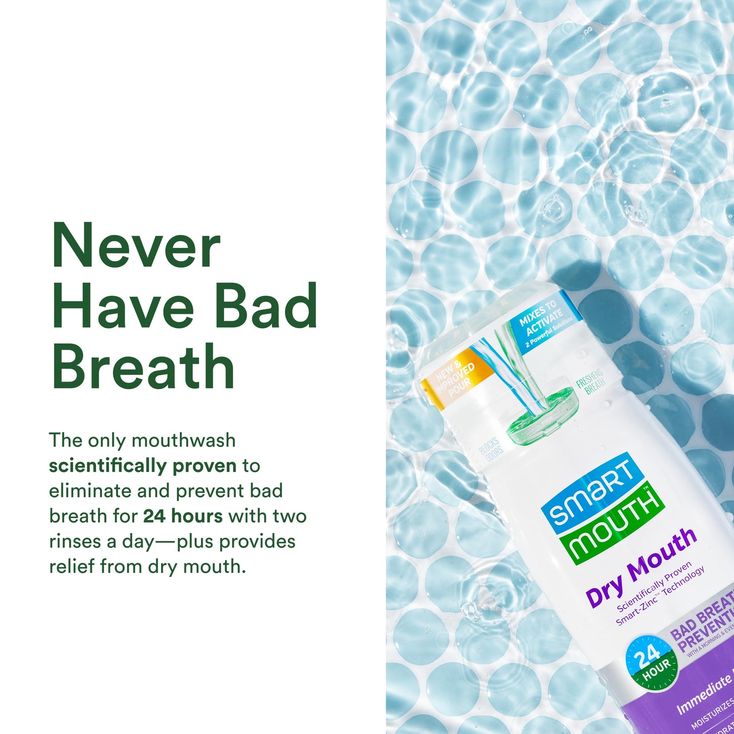 SmartMouth Activated Dry Mouth Mouthwash – 16 oz, 2 Pack, Mint, Alcohol-Free