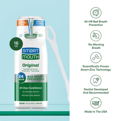 SmartMouth Original Activated Mouthwash & Tongue Cleaner – Mint (Pack of 2)
