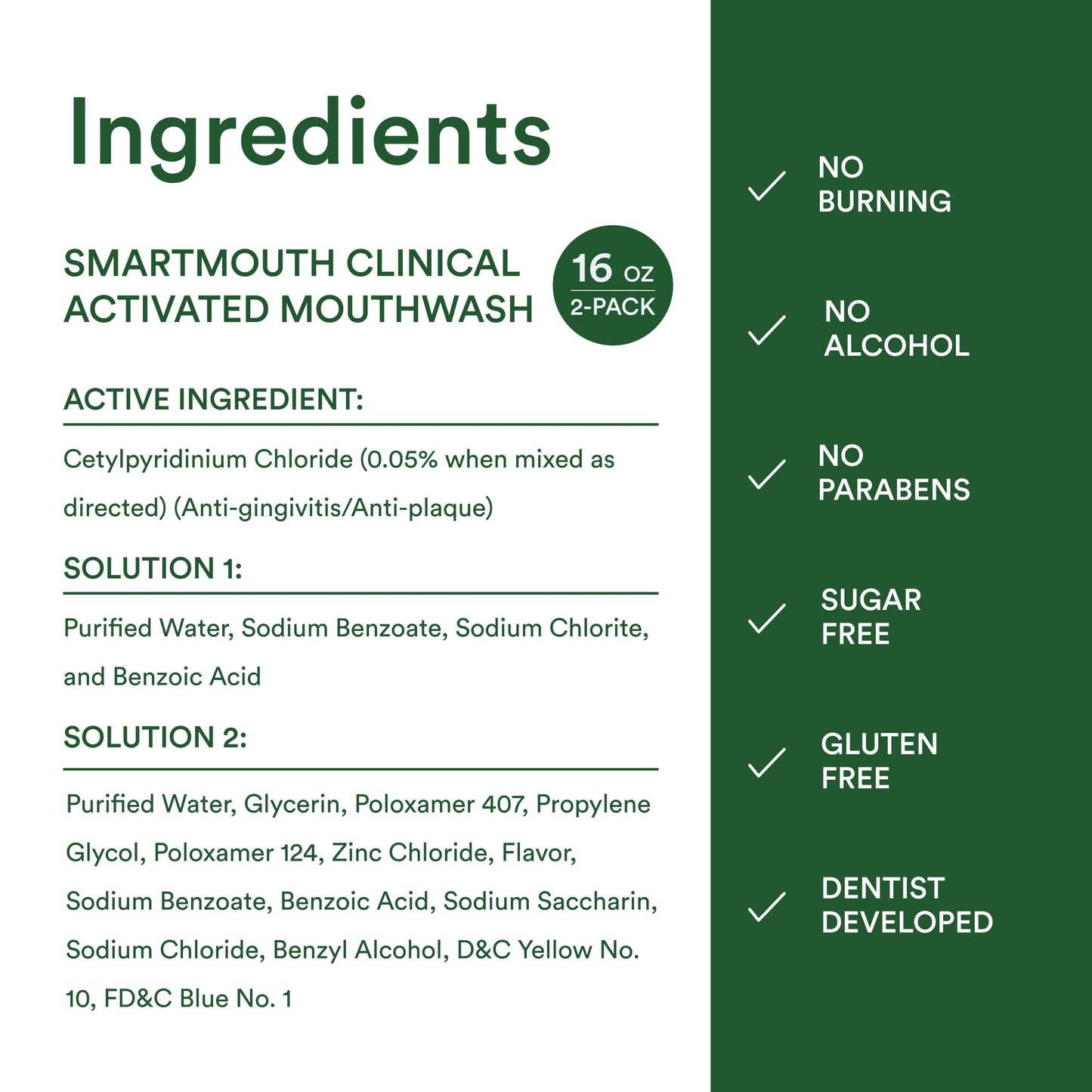 SmartMouth DDS Activated Clinical Mouthwash – Mint, Gum Health, 16 oz (2 Pack)