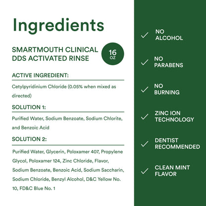 SmartMouth DDS Activated Clinical Mouthwash with Tongue Cleaner – Fresh Breath, Gum Health (16 oz x2)