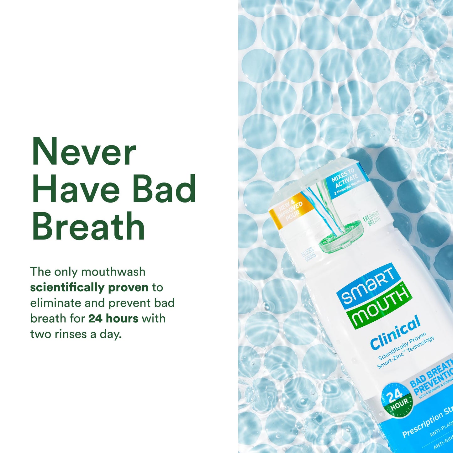 SmartMouth DDS Activated Clinical Mouthwash with Tongue Cleaner – Fresh Breath, Gum Health, 16 oz