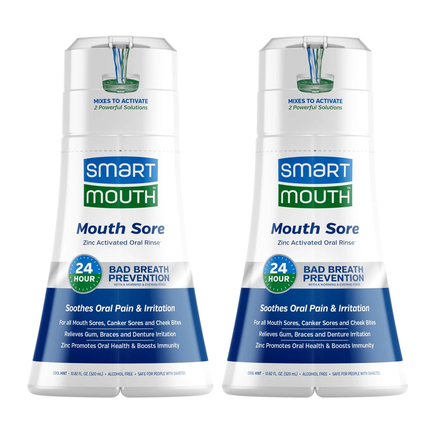 SmartMouth Mouth Sore Zinc Activated Oral Rinse 10.82oz, 2 Pack