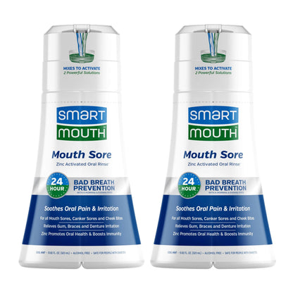SmartMouth Mouth Sore Zinc Activated Oral Rinse 10.82oz, 2 Pack