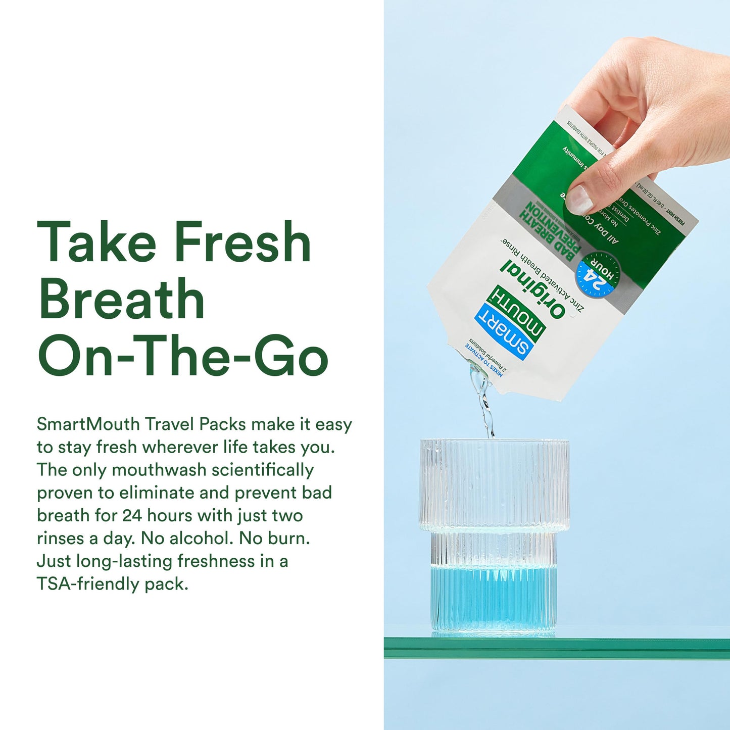 SmartMouth Original Activated Mouthwash - Single Packs, Travel Size, Fresh Mint, 30 Pack