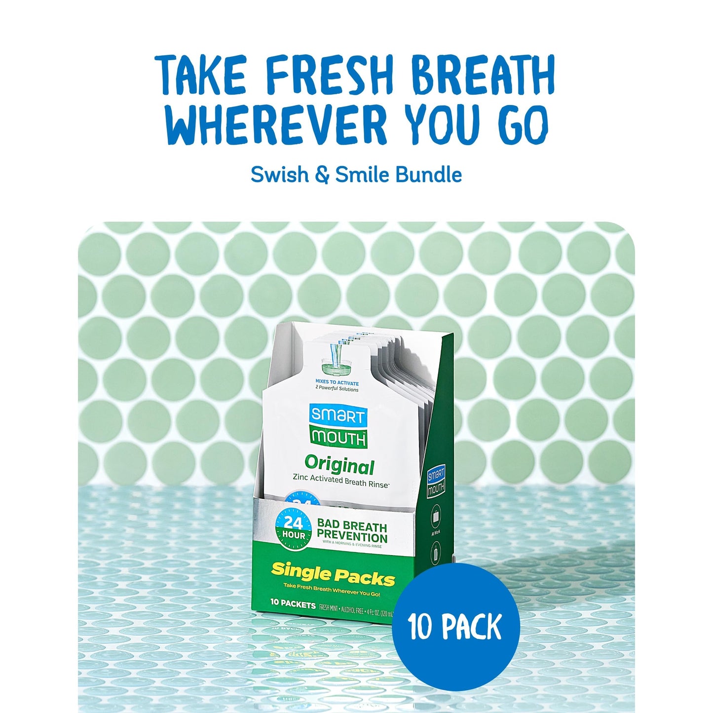 SmartMouth Original Activated Mouthwash – Travel Singles, Fresh Mint, 20 Pack