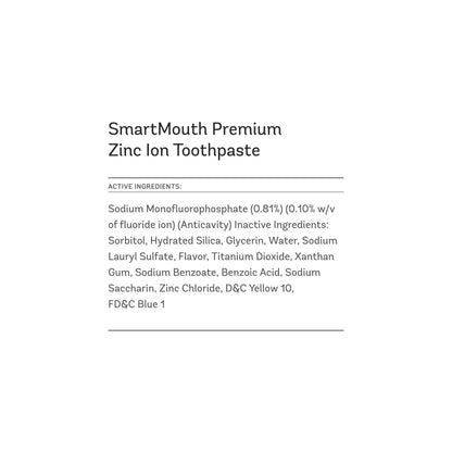 SmartMouth Premium Zinc Ion Toothpaste – Cavity, Enamel & Plaque Protection, 6 oz (1 Pack)