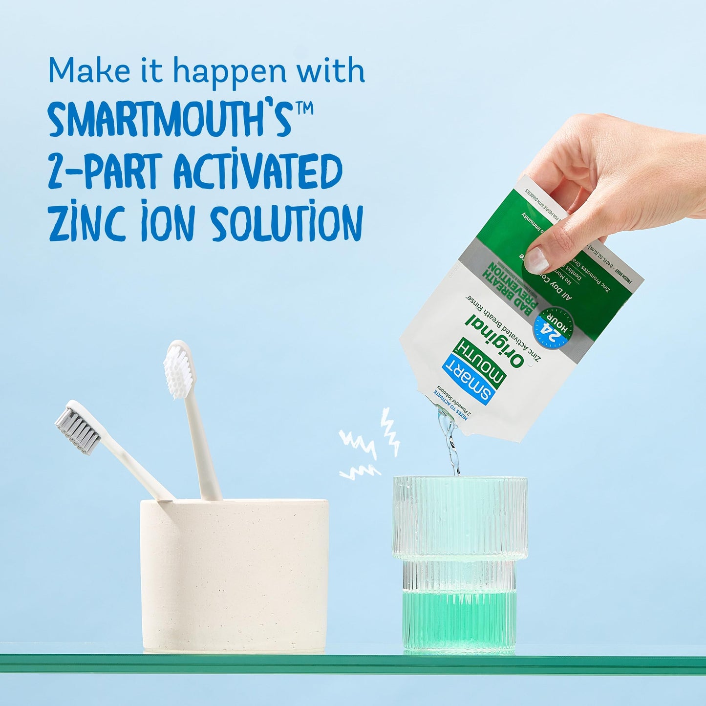 SmartMouth Original Activated Mouthwash Singles & Premium Zinc Ion Toothpaste
