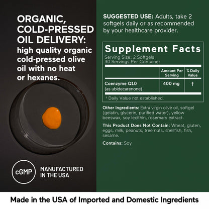 SMARTERNUTRITION CoQ10 400 mg High Absorption with Olive Oil – 360 Softgels