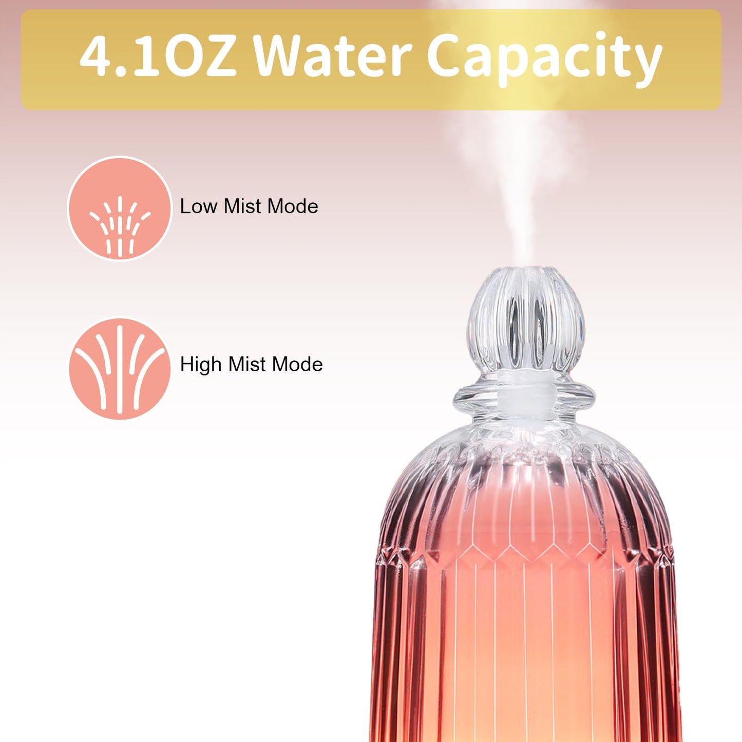 Smartwell 120ml Glass Diffuser - Ultrasonic Aroma Diffuser, 7-Color LED, Auto Shut-Off (Black Bottom)