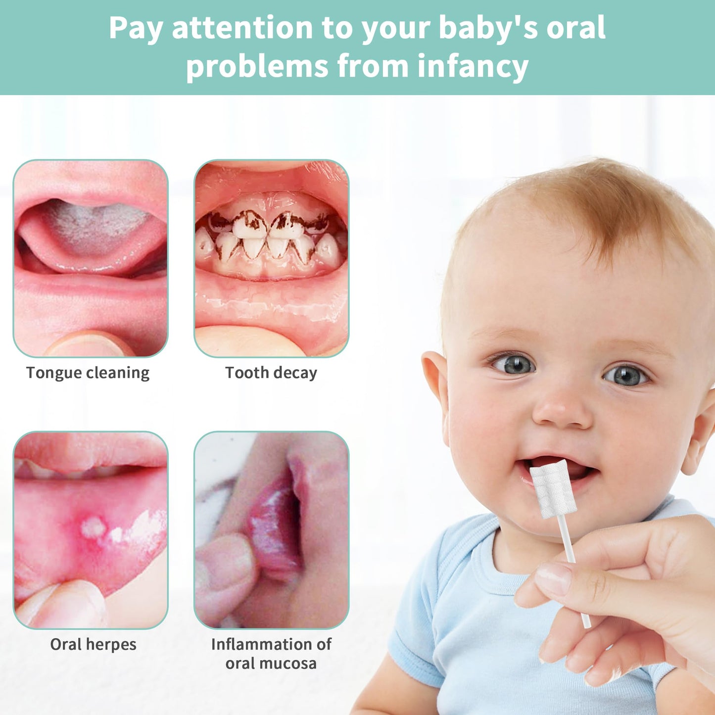 SmilBoxy 42PCS Baby Tongue Cleaner Kit & Finger Toothbrush, 0-36 Months