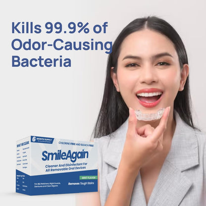 SmileAgain Retainer Cleaner – 180-220 Cleanings, 22-Pack Mint for Dentures, Aligners & Mouth Guards