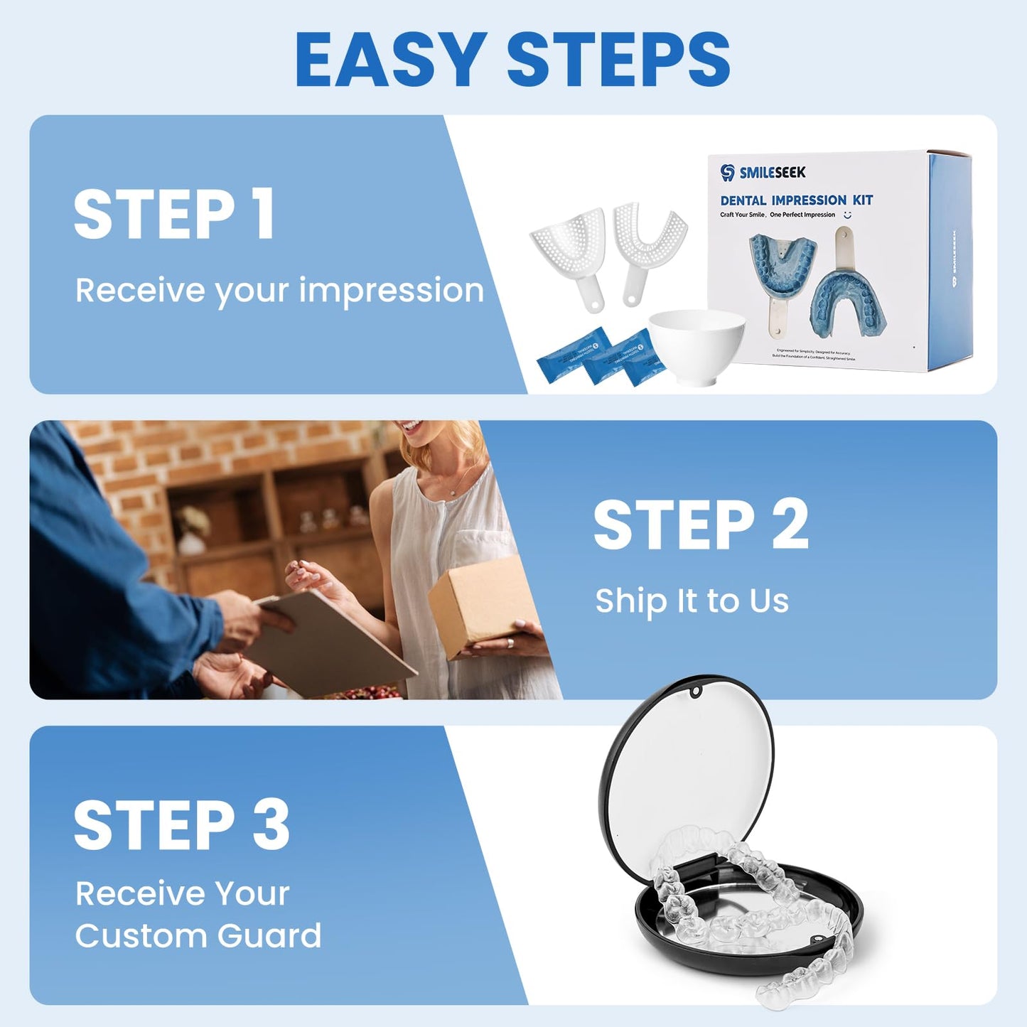 SMILESEEK Clear Retainers (2 Sets) – Upper & Lower BPA & Latex-Free DIY At-Home Retainer Kit