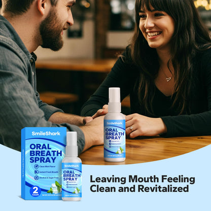 SmileShark Fresh Breath Spray (2 Pack) – Alcohol-Free, Sugar-Free Mouth Moisturizer for Dry Mouth | Travel Size 1.69 oz