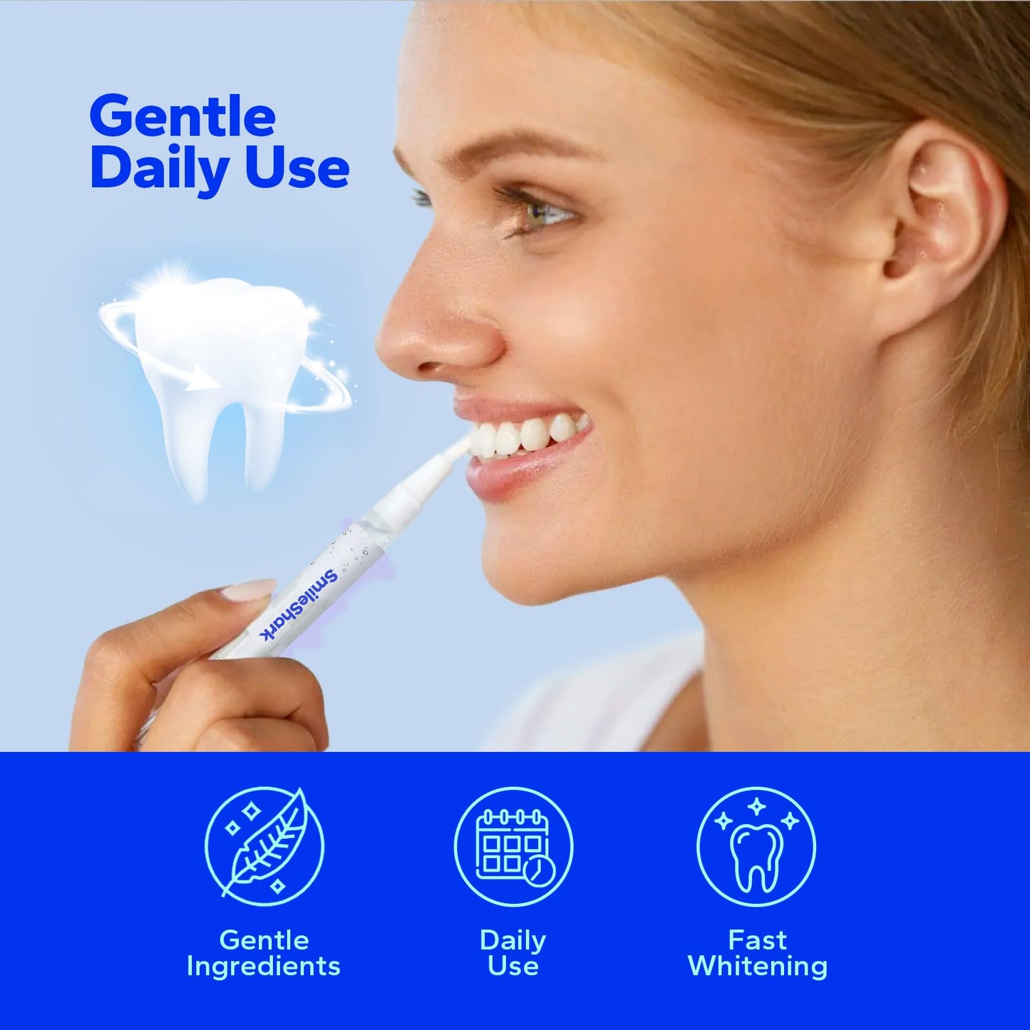 SmileShark Premium Teeth Whitening Pens (4 Count) — Sensitive-Free, Professional-Strength, On-The-Go