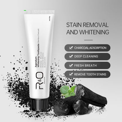 R&O Ageratum Whitening Toothpaste with Bamboo Charcoal – 3.53 oz | Removes Stubborn Stains & Fresh Breath