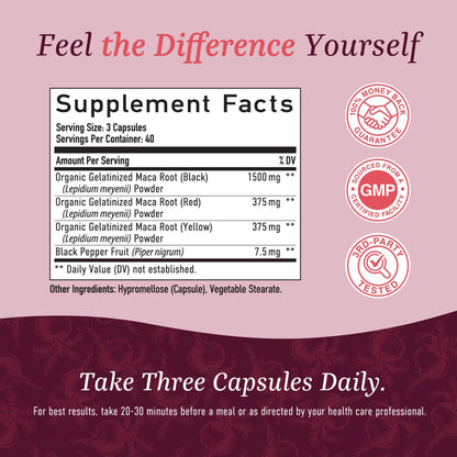 SMNutrition Organic Maca Root Capsules for Women | 2250MG Extra Strength Peruvian Maca + Black Pepper | 120 Ct