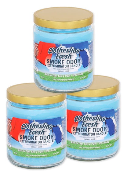 Smoke Odor Exterminator 13oz Jar Candles – Clothesline Fresh (Set of 3)