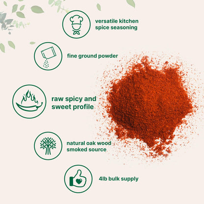 Smoked Paprika Powder, 4 lb (64 oz) - Premium Spanish Source | Sweet & Smoky Flavor | Additive Free, Non-GMO | Bulk Supply