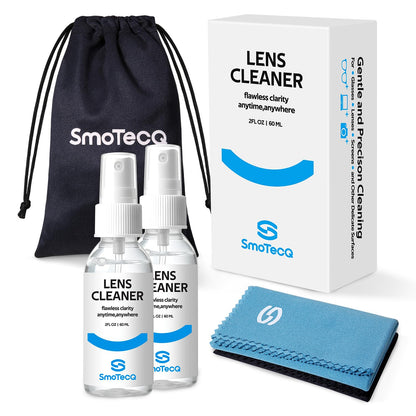 SmoTecQ Glasses Cleaner Kit – Alcohol-Free Spray & Microfiber Cloths