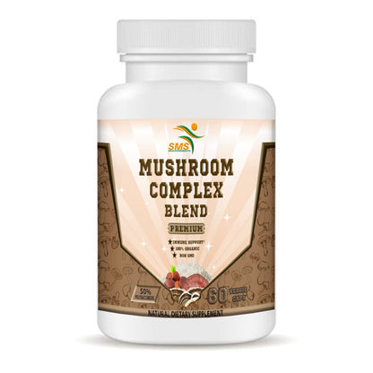 SMSHEALTH Mushroom Capsules - 50% Polysaccharides, 2000mg Daily – Lion's Mane, Reishi, Turkey Tail
