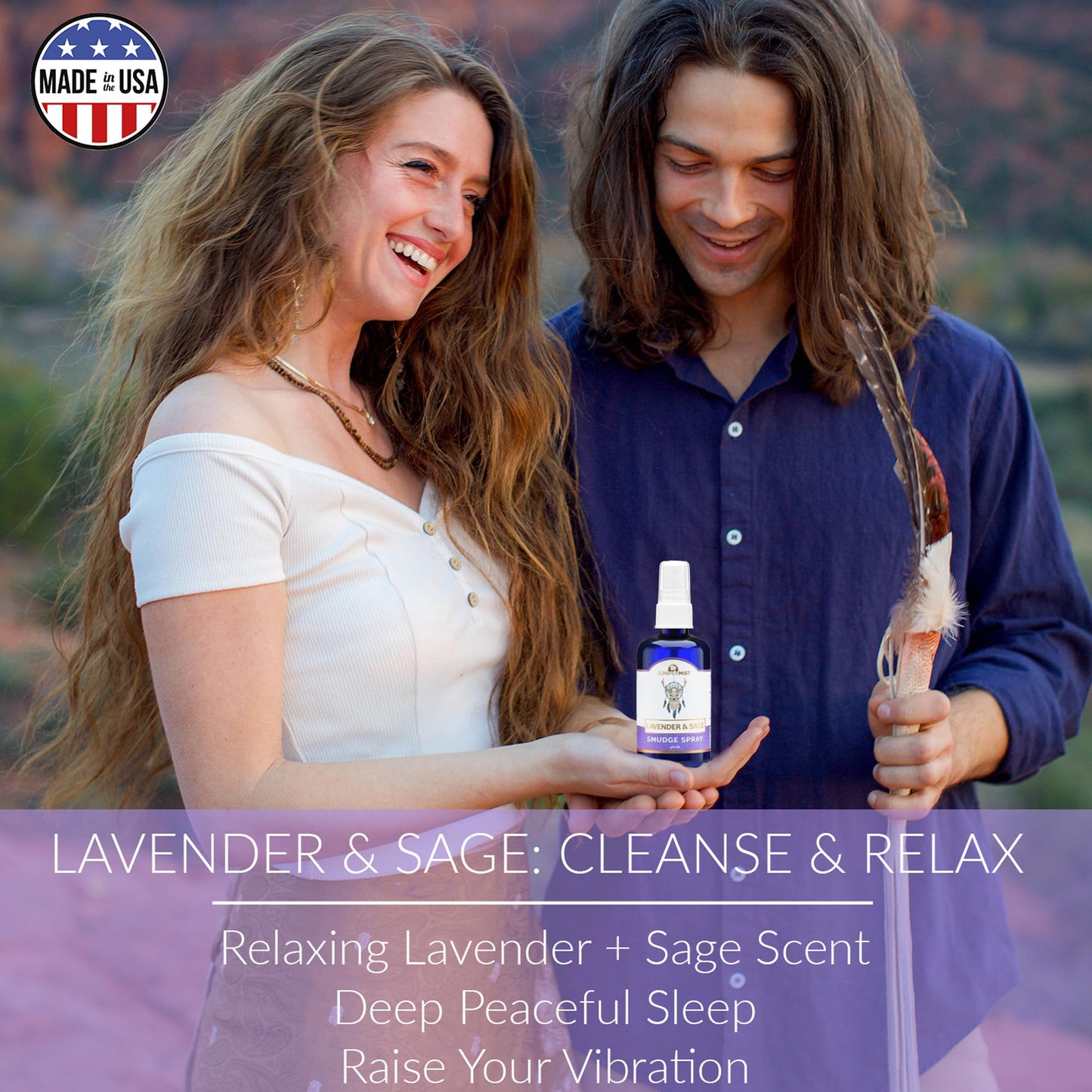 Smudge Spray Gift Set (3x4oz) – Sage, Palo Santo & Lavender – Smokeless Mist – Made in USA
