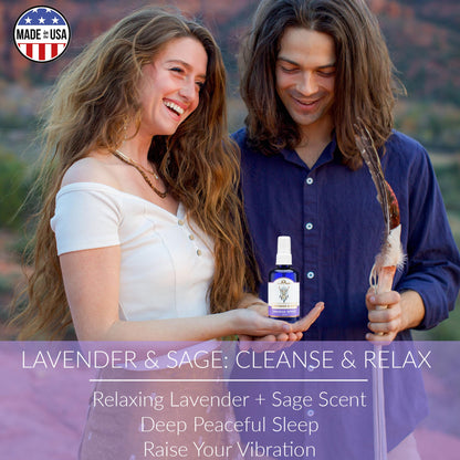 Smudge Spray Gift Set (3x4oz) – Sage, Palo Santo & Lavender – Smokeless Mist – Made in USA