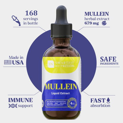 SN SMARTFIT NUTRITION Mullein Leaf Extract Drops – Lung Support (4 oz)