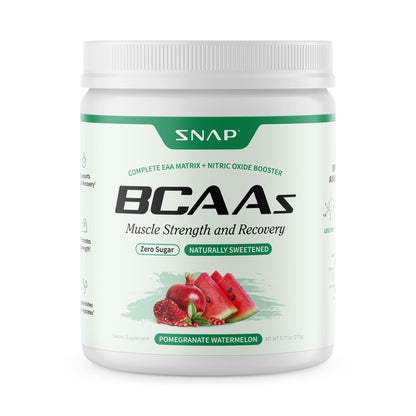 Snap BCAA Powder – Essential Amino Energy, Nitric Oxide Booster, Watermelon (30 Servings)