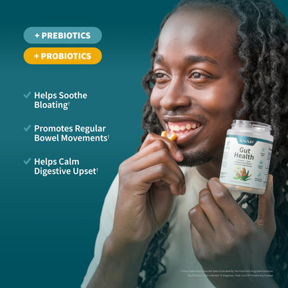 SNAP Gut Health Supplement — Turmeric, Aloe & Pylopass Probiotics | 50 Caps