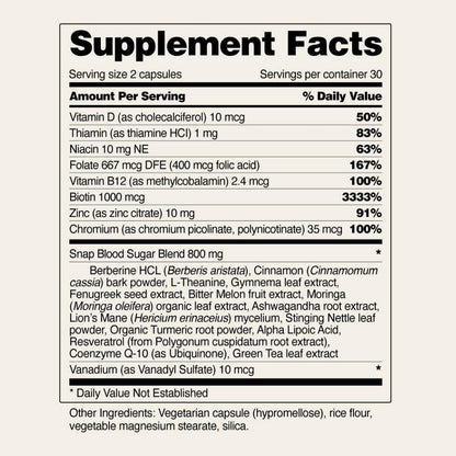 Snap Supplements Blood Sugar Blend - 180 Count | Balanced Energy Support