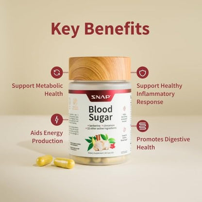 Snap Supplements Blood Sugar Blend – Berberine, Gymnema, CoQ10, Cinnamon, Alpha Lipoic Acid