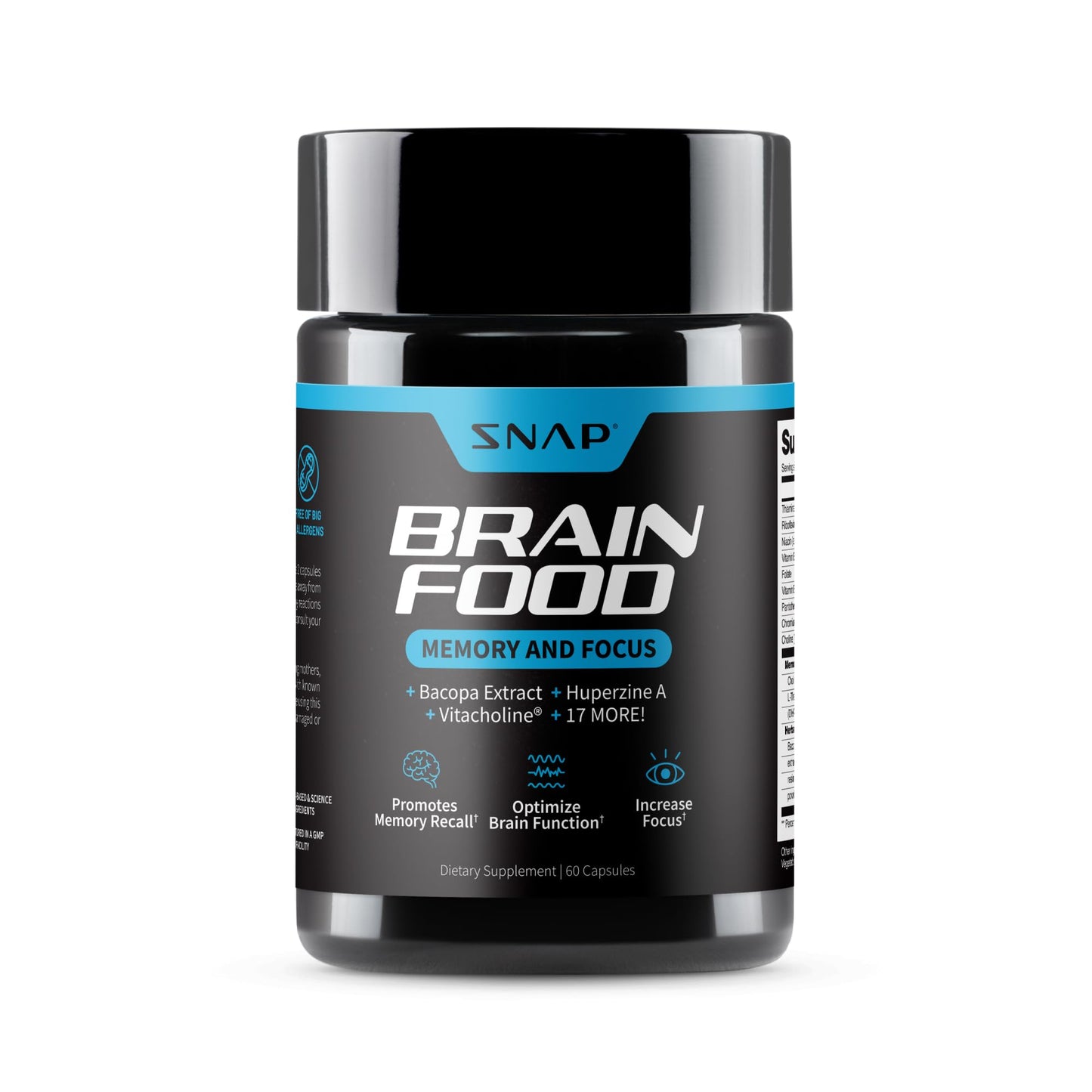 Snap Supplements Brain Booster Nootropics - Memory & Focus, 60 Caps
