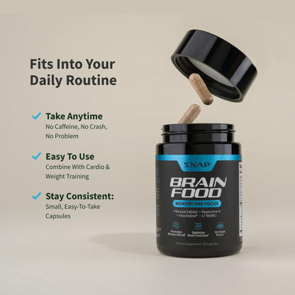 Snap Supplements Brain Booster Nootropics - Memory & Focus, 60 Caps