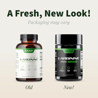 Snap Supplements L Arginine Capsules – Energy, Blood Flow, Muscle Growth & Cardio Health | 60 Veg Capsules