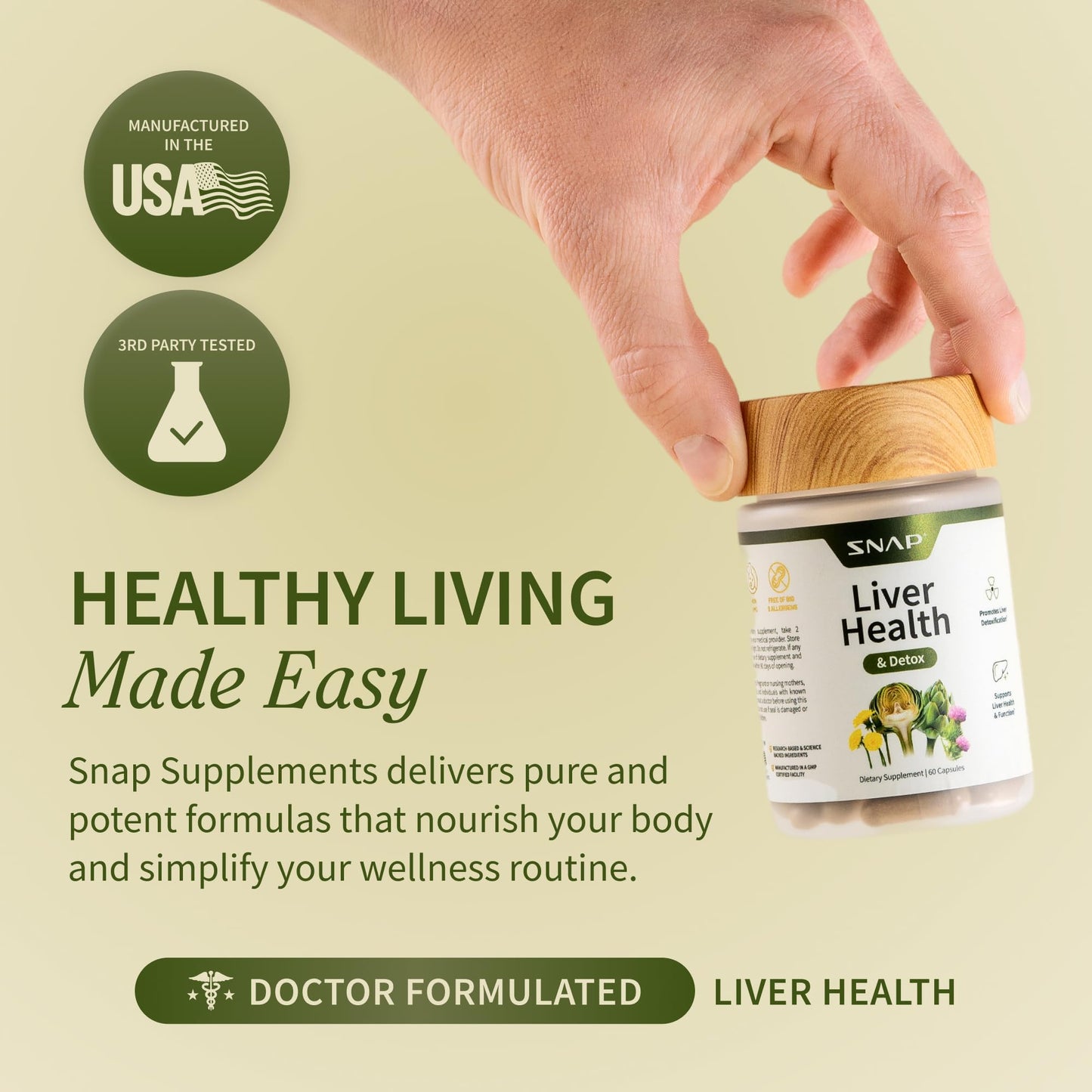 Snap Supplements Liver Health & Detox – 60 Vegetarian Capsules | Liver & Digestive Support