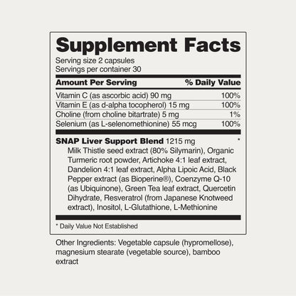 Snap Supplements Liver Health & Detox – 60 Vegetarian Capsules (2-Pack)