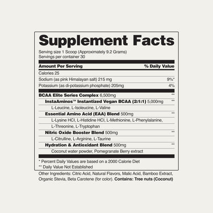 Snap Supplements Plant-Based BCAA Powder + Nitric Oxide Booster – 30 Servings