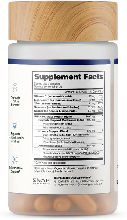 Snap Supplements Prostate Health with Saw Palmetto – DHT Blocker for Men, 90 Veggie Caps