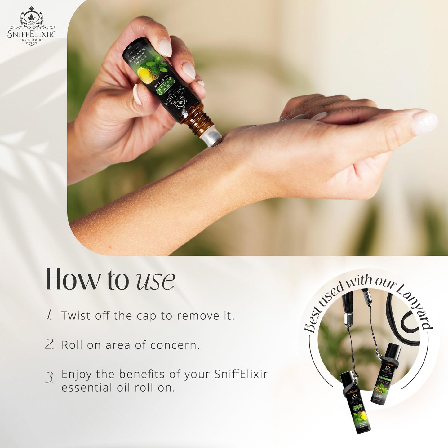 SniffElixir Peppermint Roll-On with Hemp Seed Oil – Headache & Migraine Relief