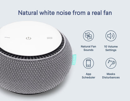 SNOOZ Smart White Noise Machine — Real Fan Inside, Non-Looping Sleep Aid