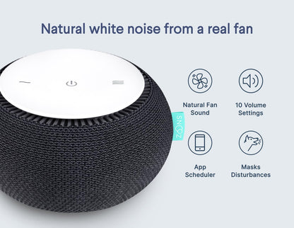 SNOOZ Smart White Noise Machine – Real Fan Inside, Non-Looping Sleep Aid (Charcoal)